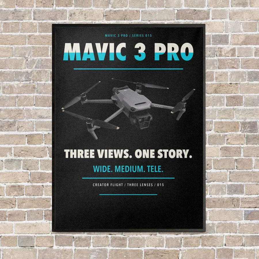 DJI Mavic 3 Pro vertical canvas print - framed - black background