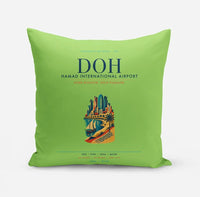 Thumbnail for Doha Hamad International Airport (DOH) design on light green pillow