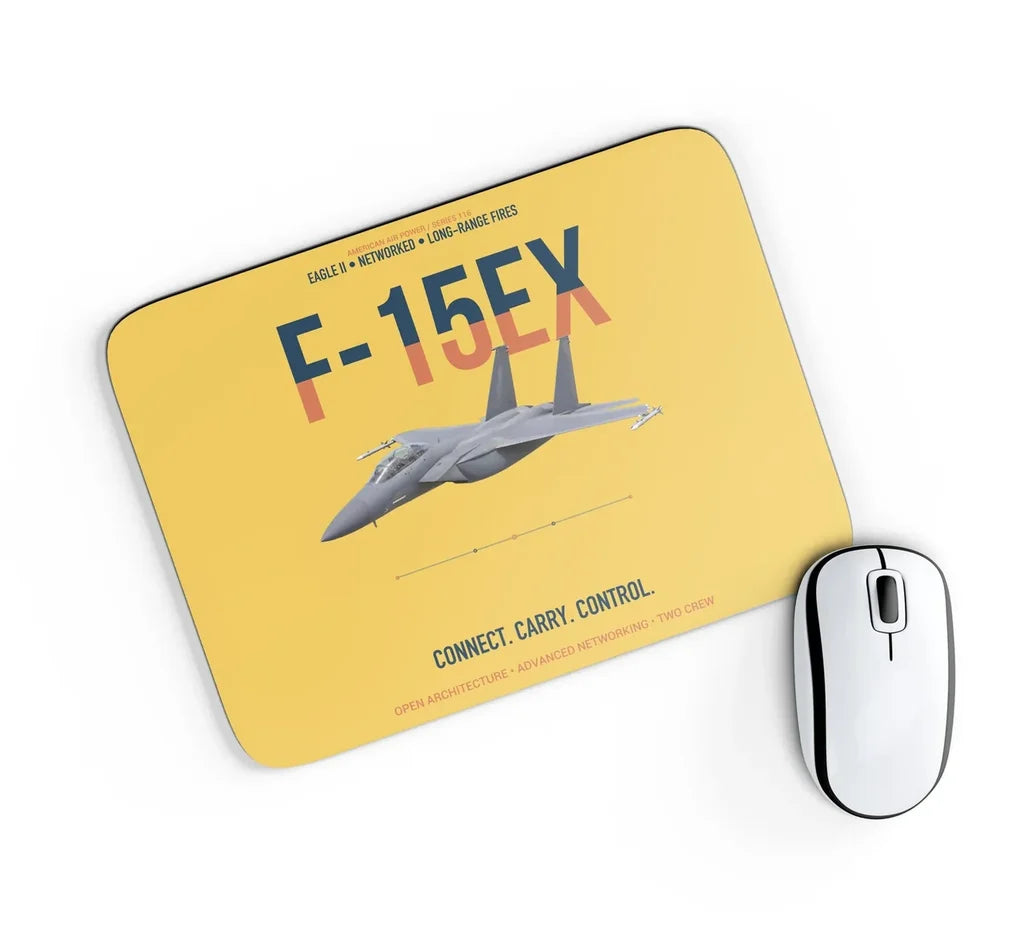 F-15EX Eagle II Connect Carry Control design on yellow rectangle mouse pad