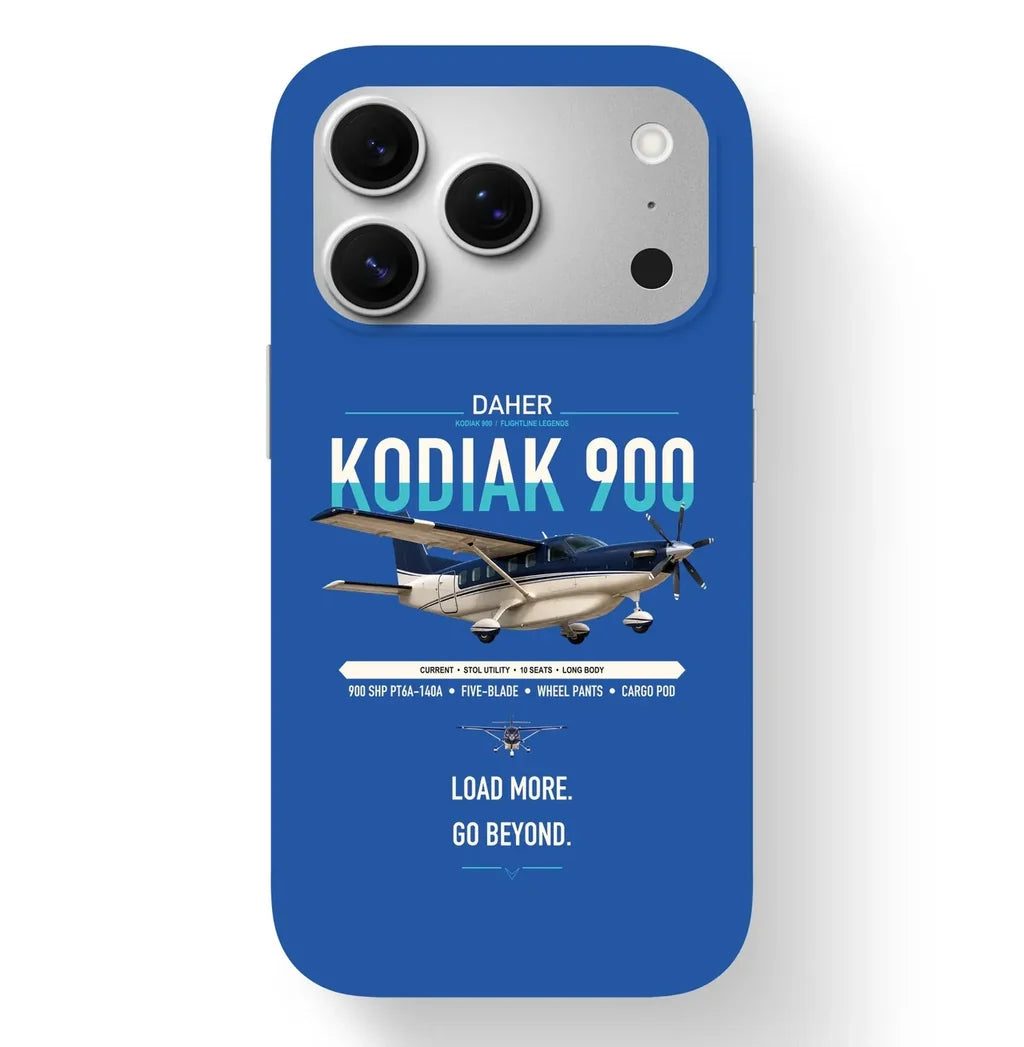 Daher Kodiak 900 design on blue magsafe iphone case, for iPhone 17 Pro