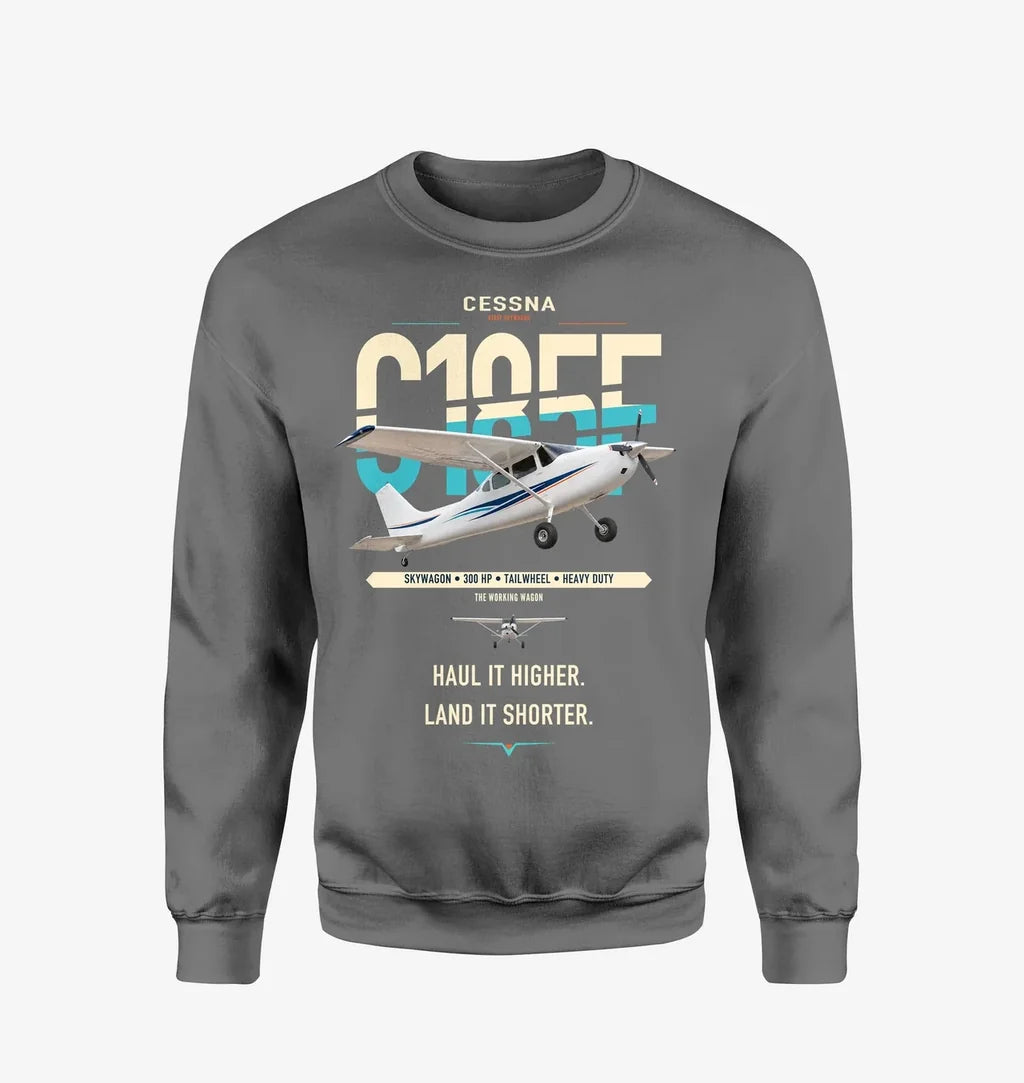 Cessna A185F Skywagon design on gray sweatshirt