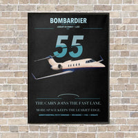 Thumbnail for Bombardier Learjet 55 vertical canvas print - framed - black background
