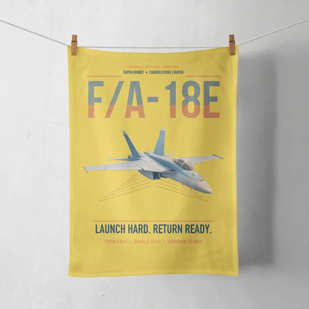 F-A-18E Super Hornet design on yellow towel