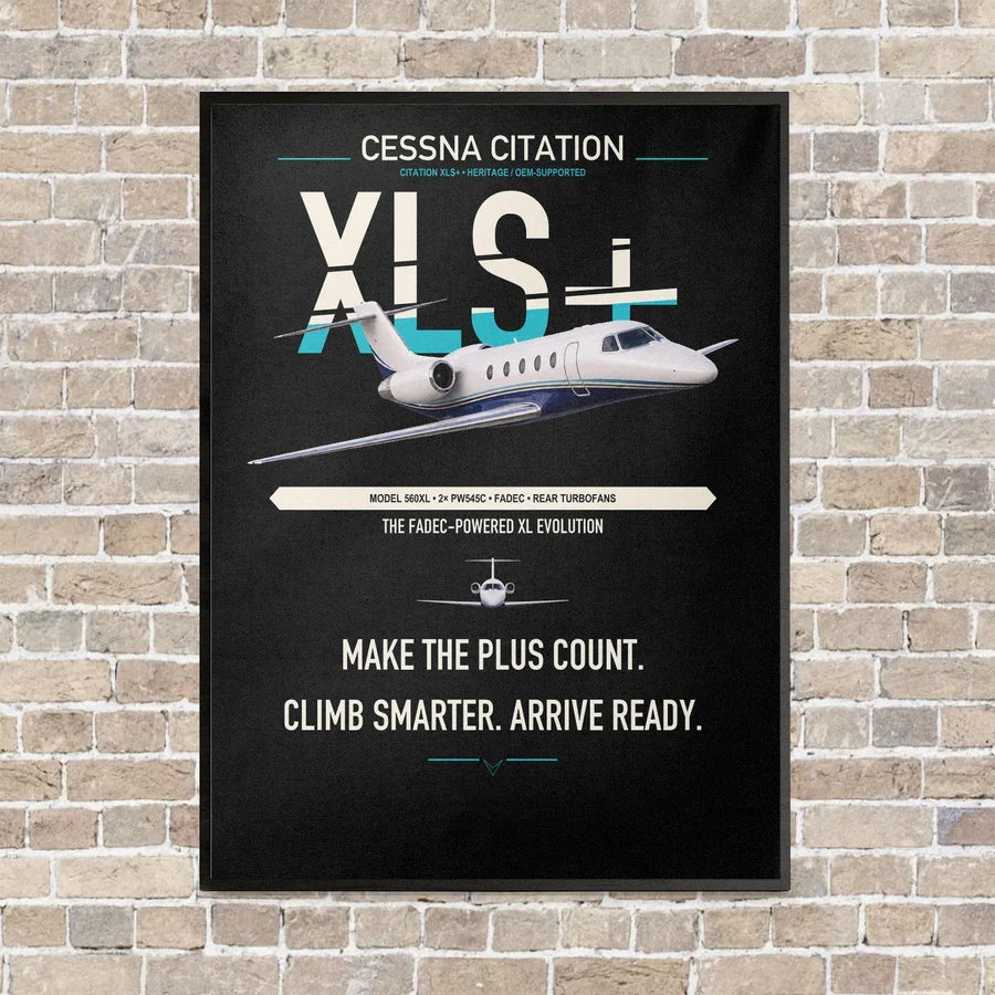 Cessna Citation XLSPlus vertical canvas print - framed - black background