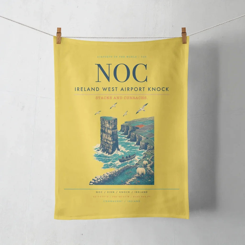 Ireland West Airport Knock (NOC) design on yellow towel