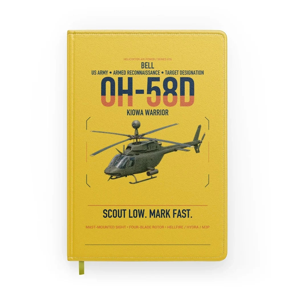 Bell OH-58D Kiowa Warrior design on yellow notebook