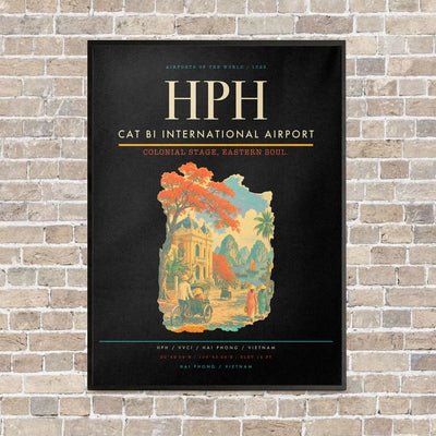 Cat Bi International Airport HPH vertical canvas print - framed - black background