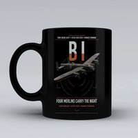 Thumbnail for Avro Lancaster B I design on black ceramic mug, double-side print