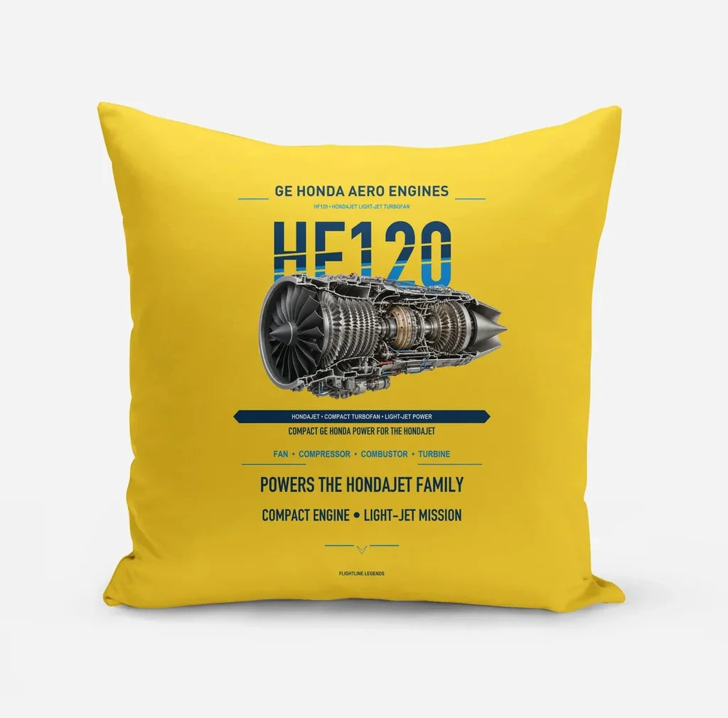 HF120 design on yellow pillow
