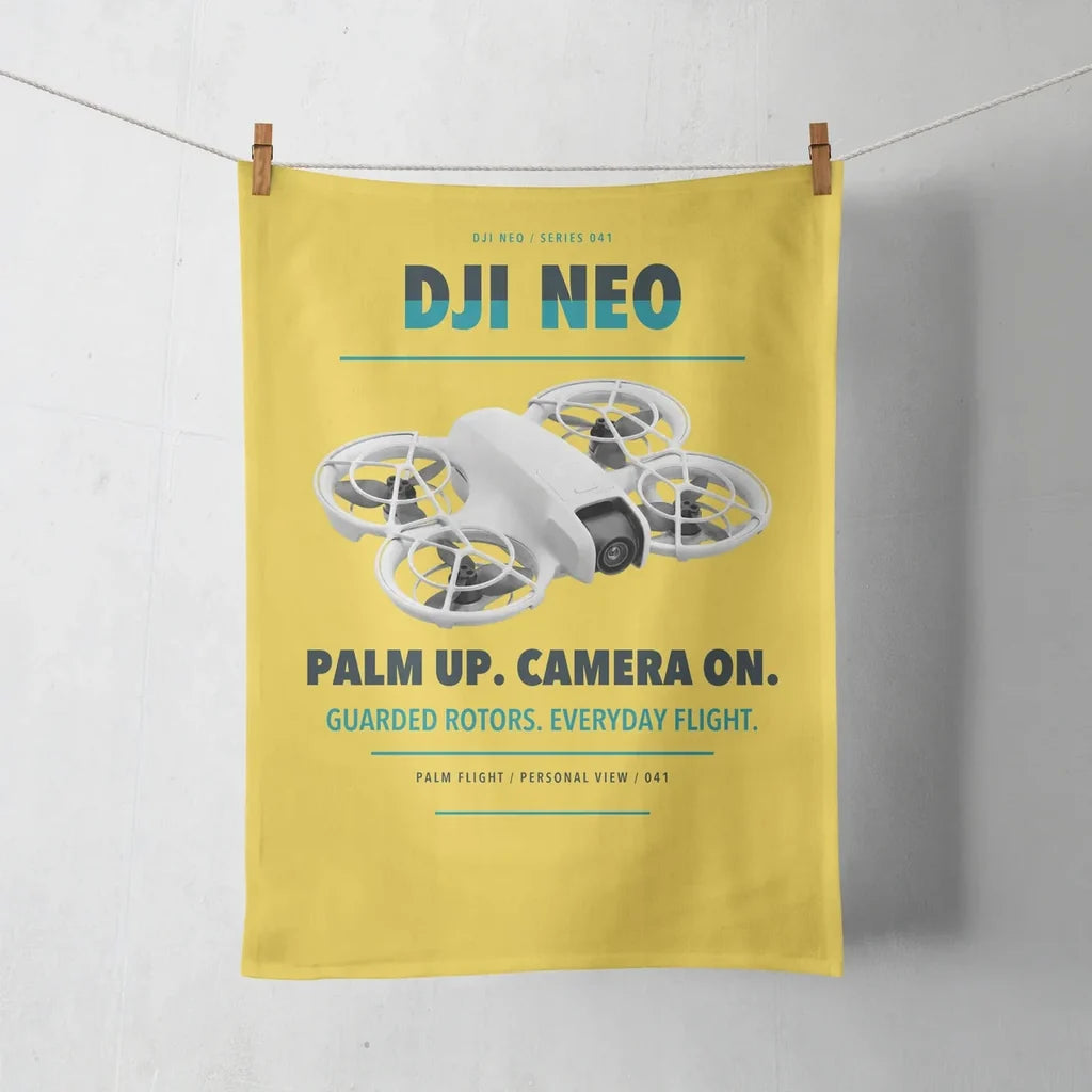 DJI Neo design on yellow towel