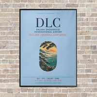 Thumbnail for Dalian Zhoushuizi International Airport DLC vertical canvas print - framed - light blue background
