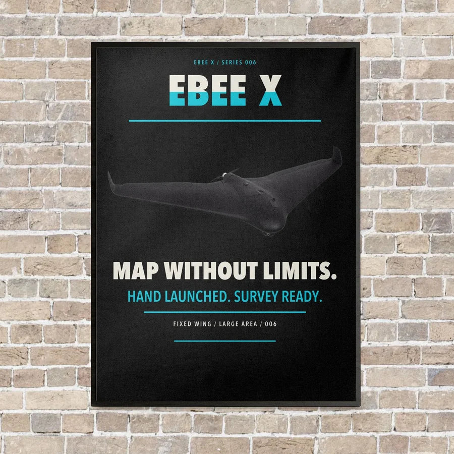 AgEagle eBee X vertical canvas print - framed - black background
