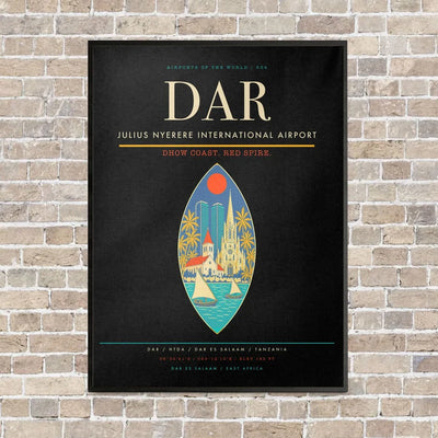 Julius Nyerere International Airport DAR vertical canvas print - framed - black background