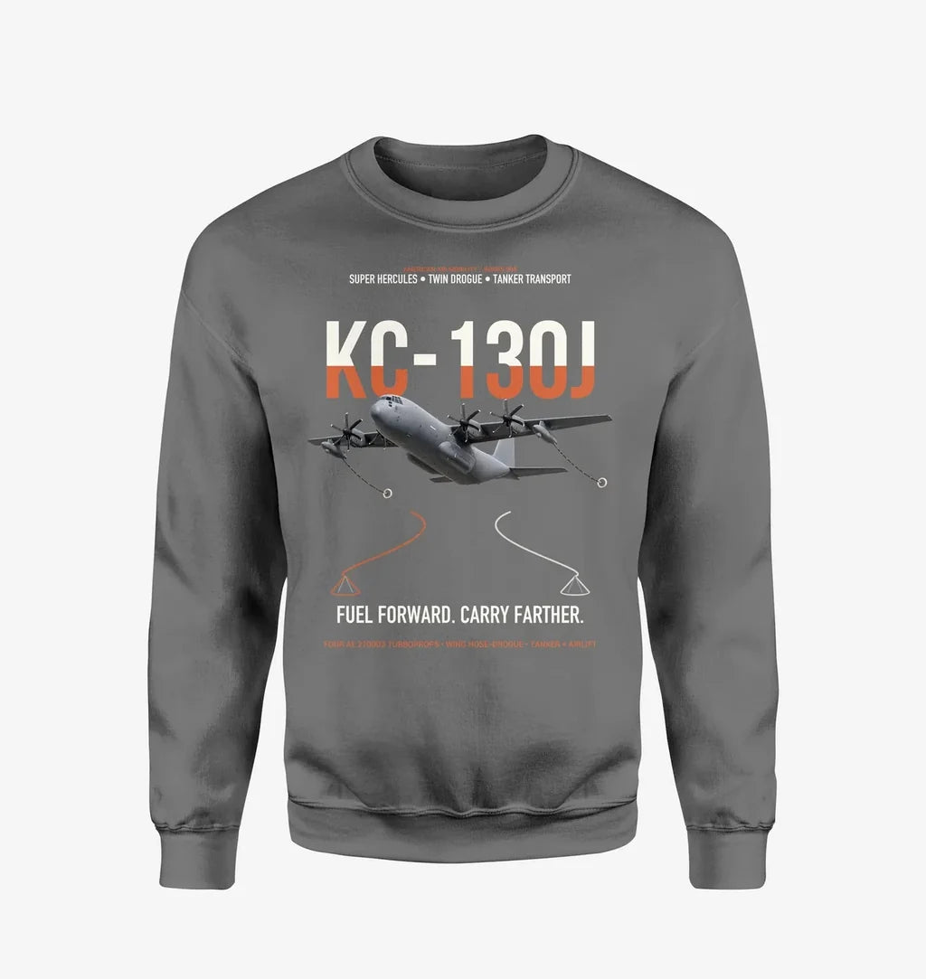 KC-130J SUPER HERCULES design on gray sweatshirt