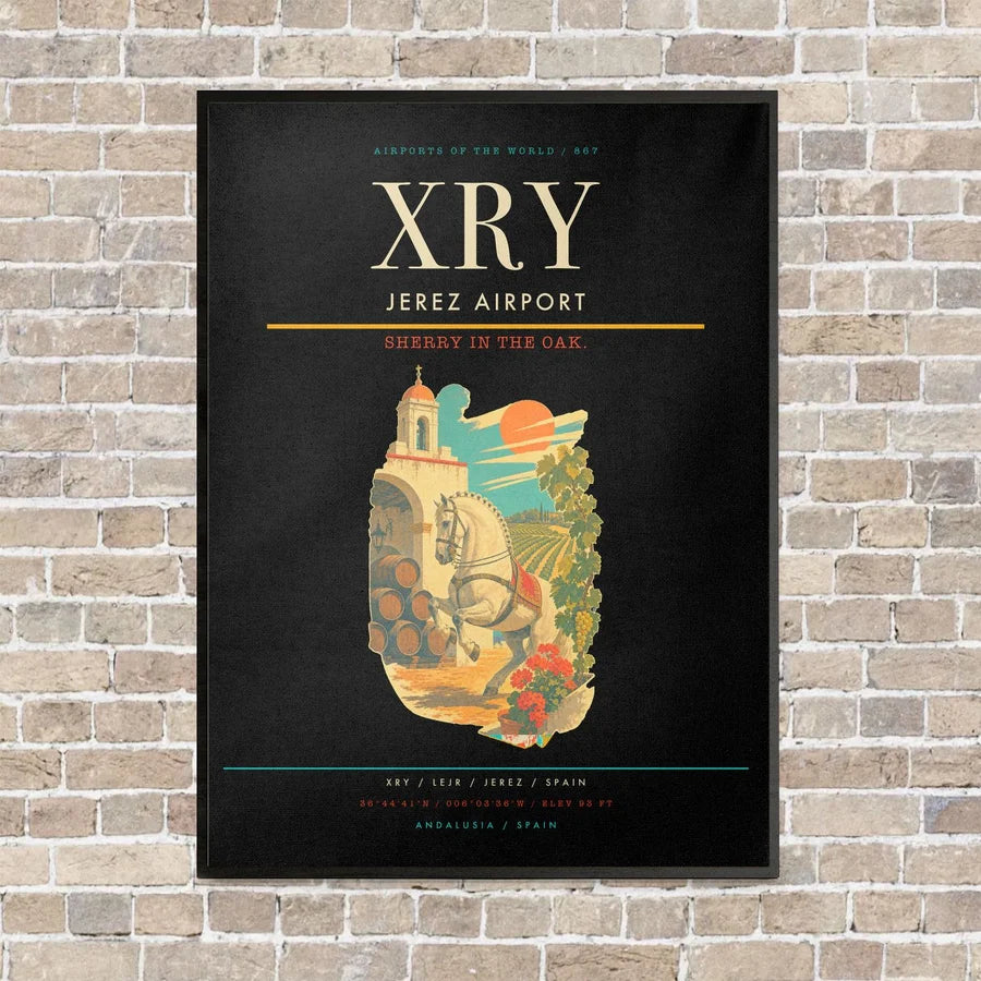 Jerez Airport XRY vertical canvas print - framed - black background