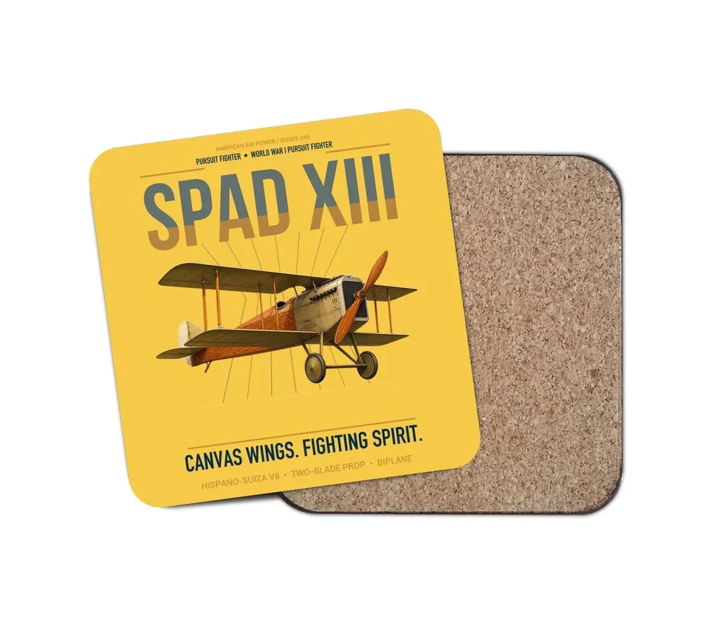 SPAD XIII design on yellow 1 piece coaster