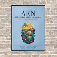 Thumbnail for Stockholm Arlanda Airport ARN vertical canvas print - framed - light blue background