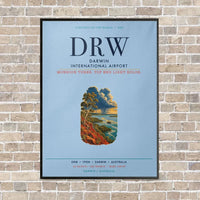 Thumbnail for Darwin International Airport DRW vertical canvas print - framed - light blue background