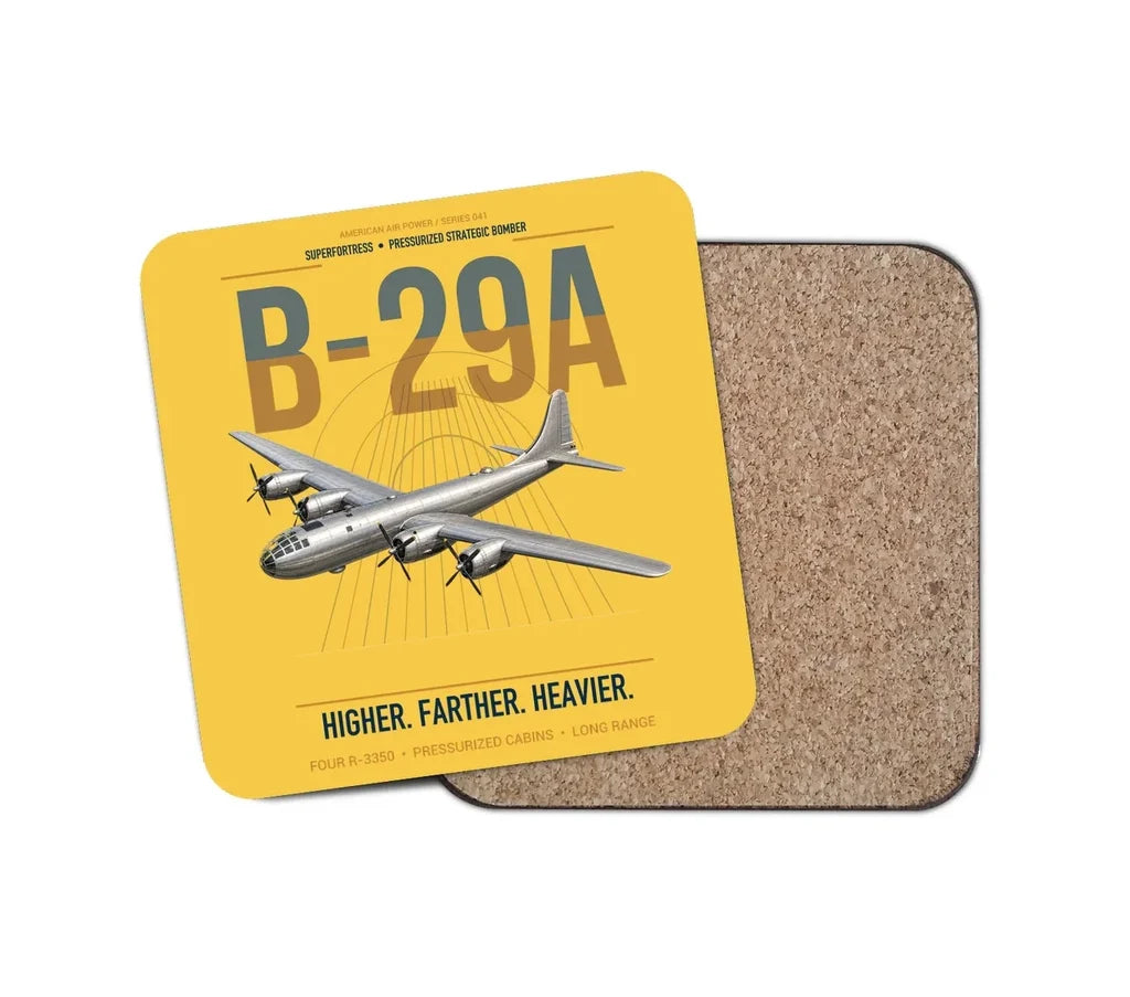 B-29A Superfortress design on yellow 1 piece coaster