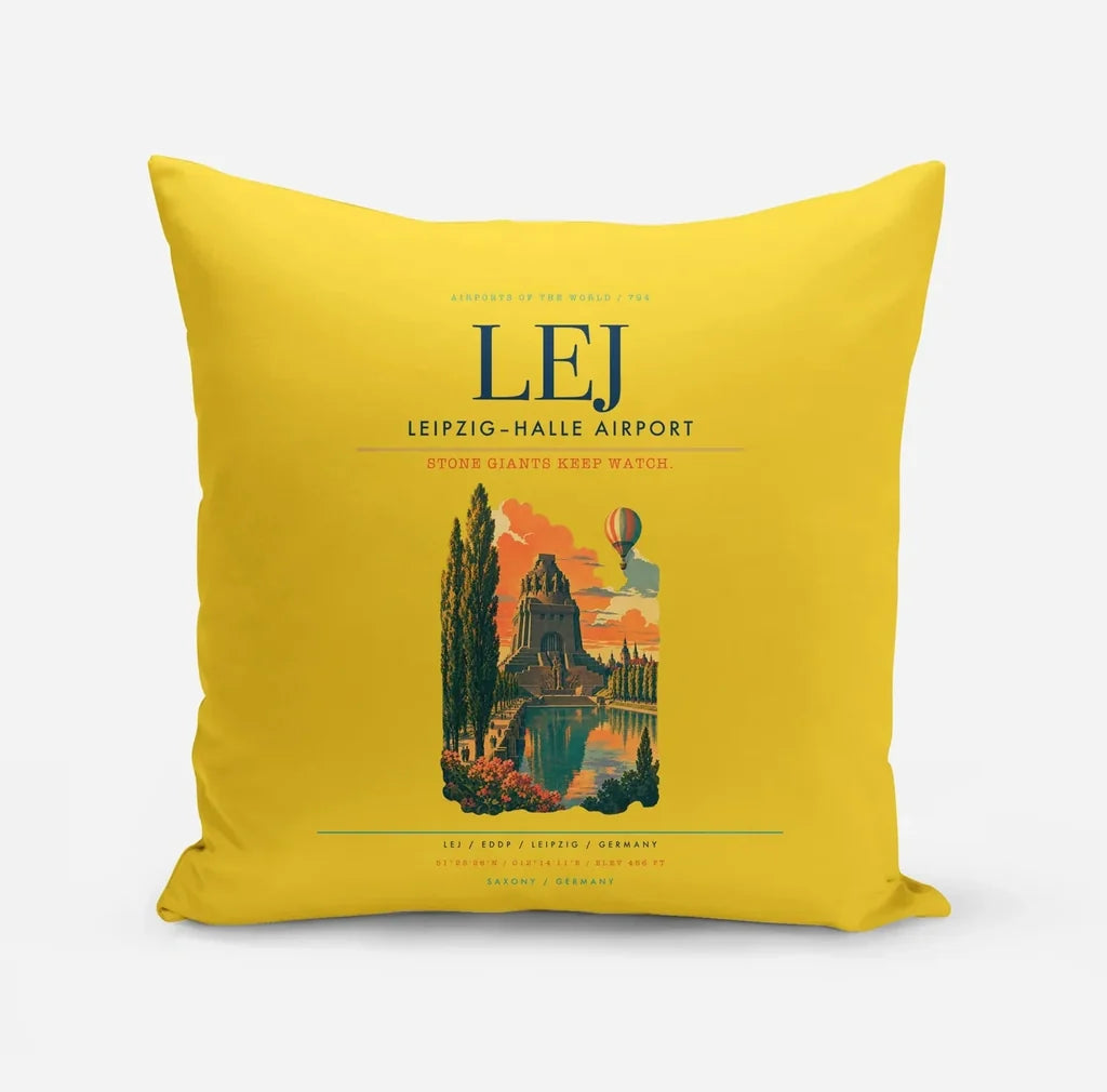 Leipzig–Halle Airport (LEJ) design on yellow pillow