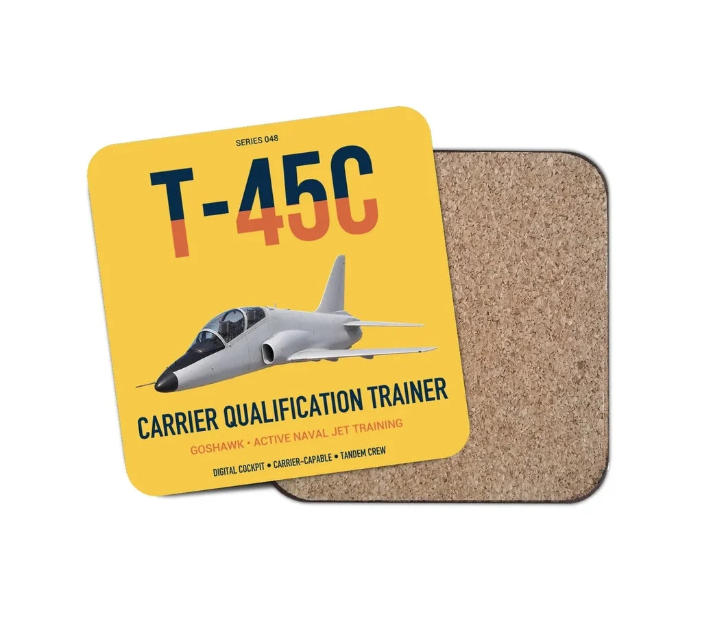T-45C Goshawk design on yellow 1 piece coaster