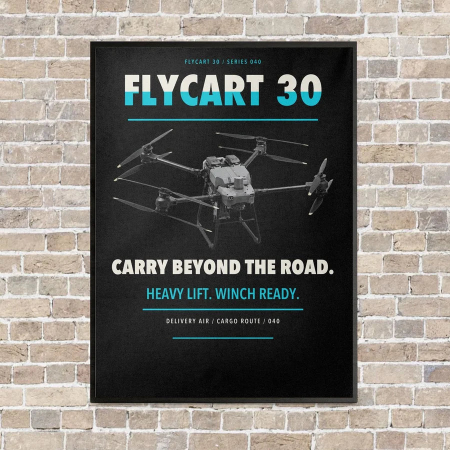 DJI FlyCart 30 vertical canvas print - framed - black background