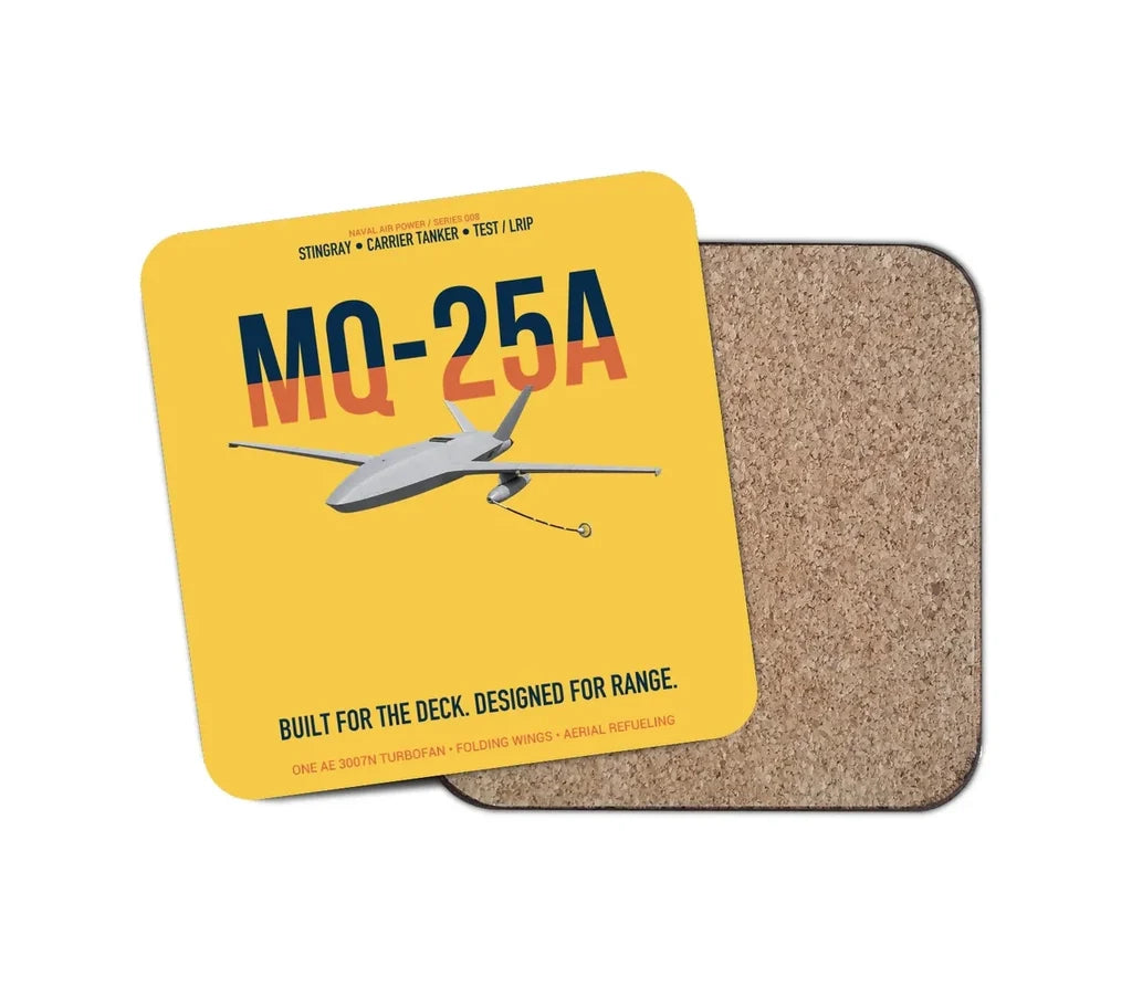 MQ-25A STINGRAY design on yellow 1 piece coaster