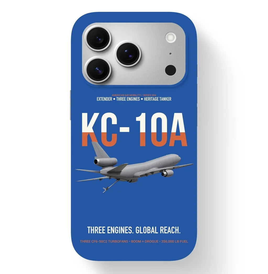 KC-10A EXTENDER design on blue magsafe iphone case, for iPhone 17 Pro