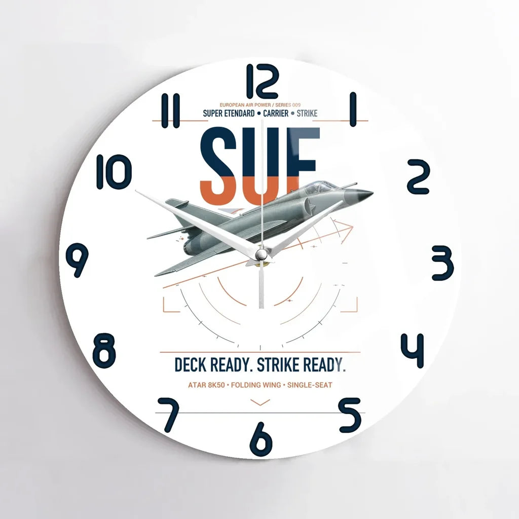 Dassault Super Étendard design on white no frame wall clock