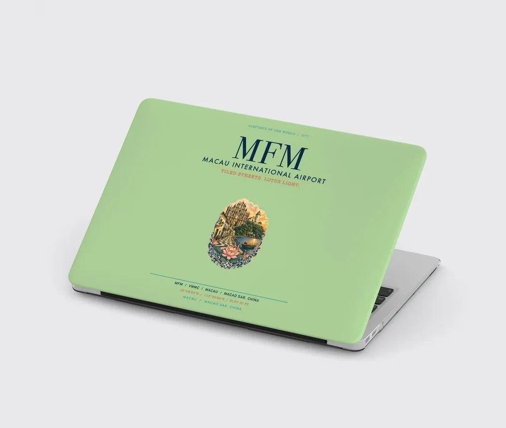 Macau International Airport (MFM) design on light green MacBook case