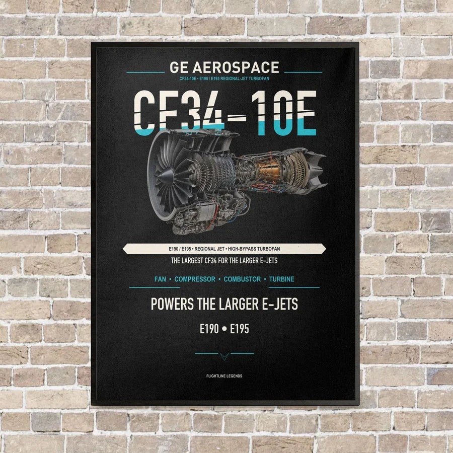 CF34-10E vertical canvas print - framed - black background
