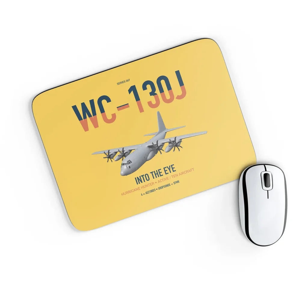 WC-130J Hurricane Hunter design on yellow rectangle mouse pad
