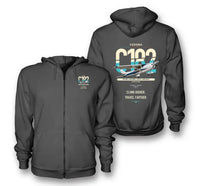 Thumbnail for Cessna 182 Skylane design on dark gray premium zipped hoodie, double-side print