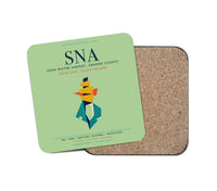 Thumbnail for John Wayne Airport, Orange County (SNA) design on light green 1 piece coaster