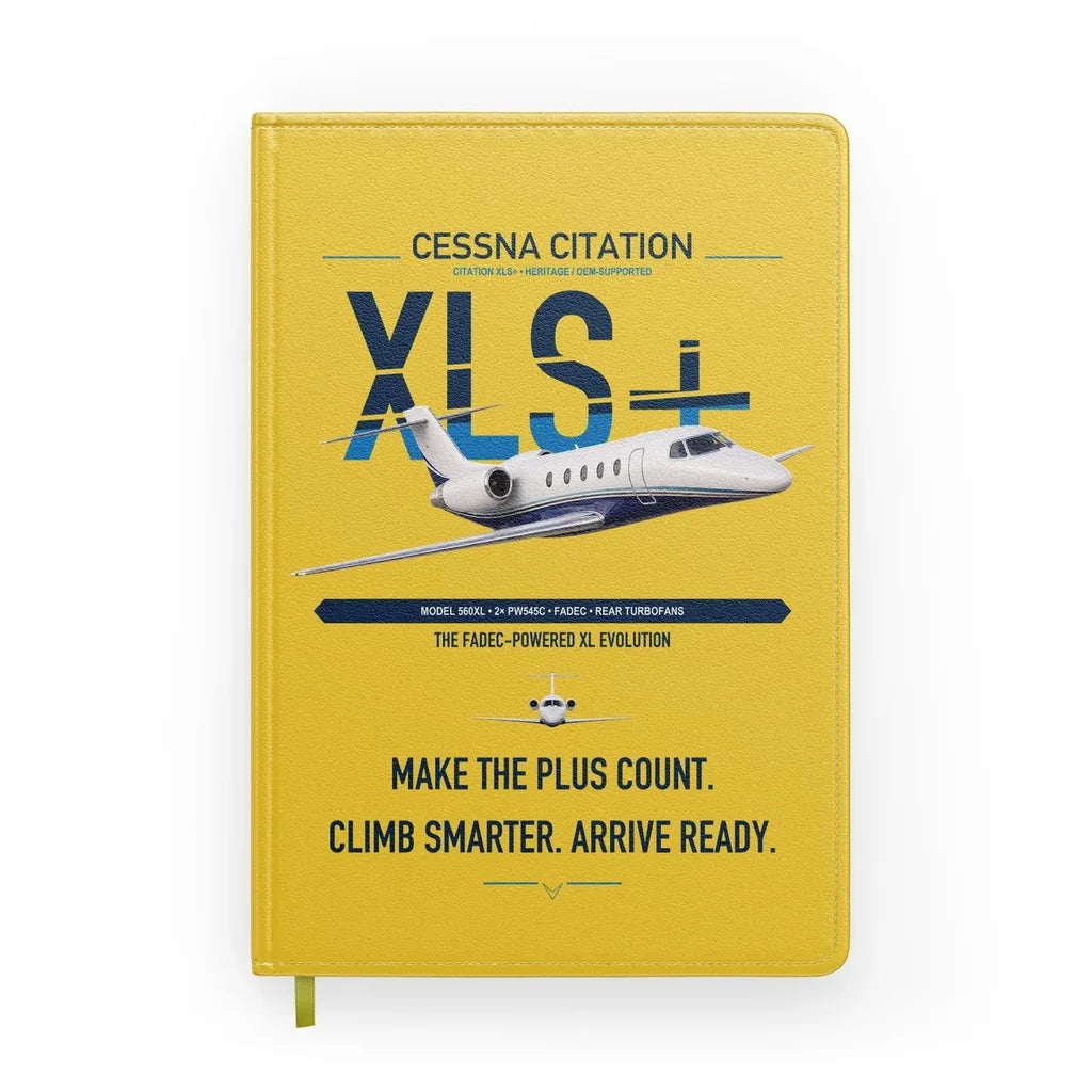 Cessna Citation XLSPlus design on yellow notebook