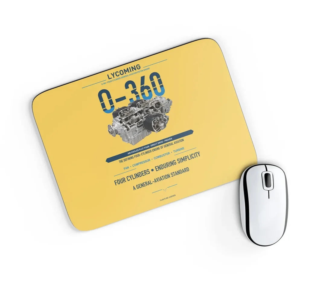 O-360 design on yellow rectangle mouse pad