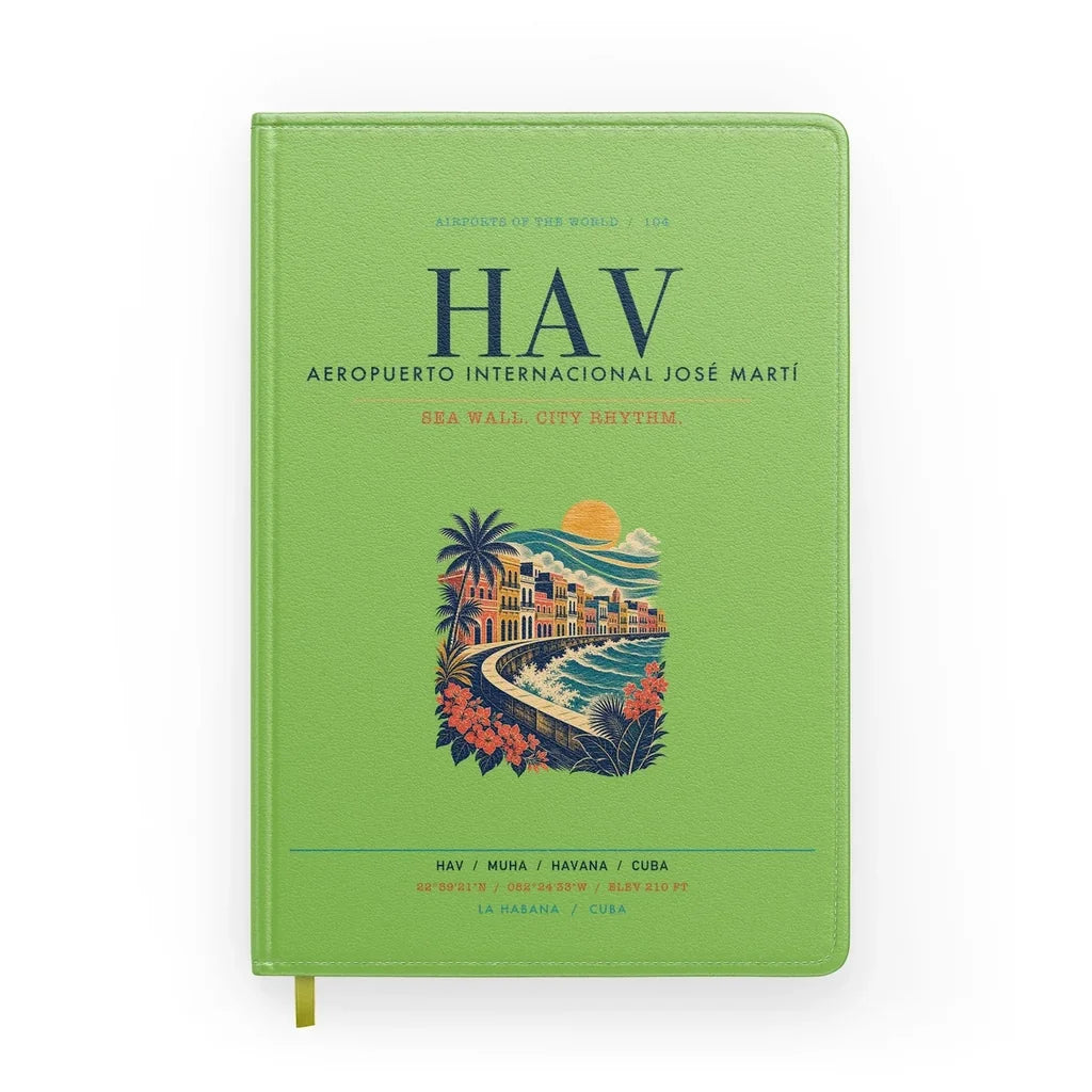 Havana José Martí International Airport (HAV) design on light green notebook