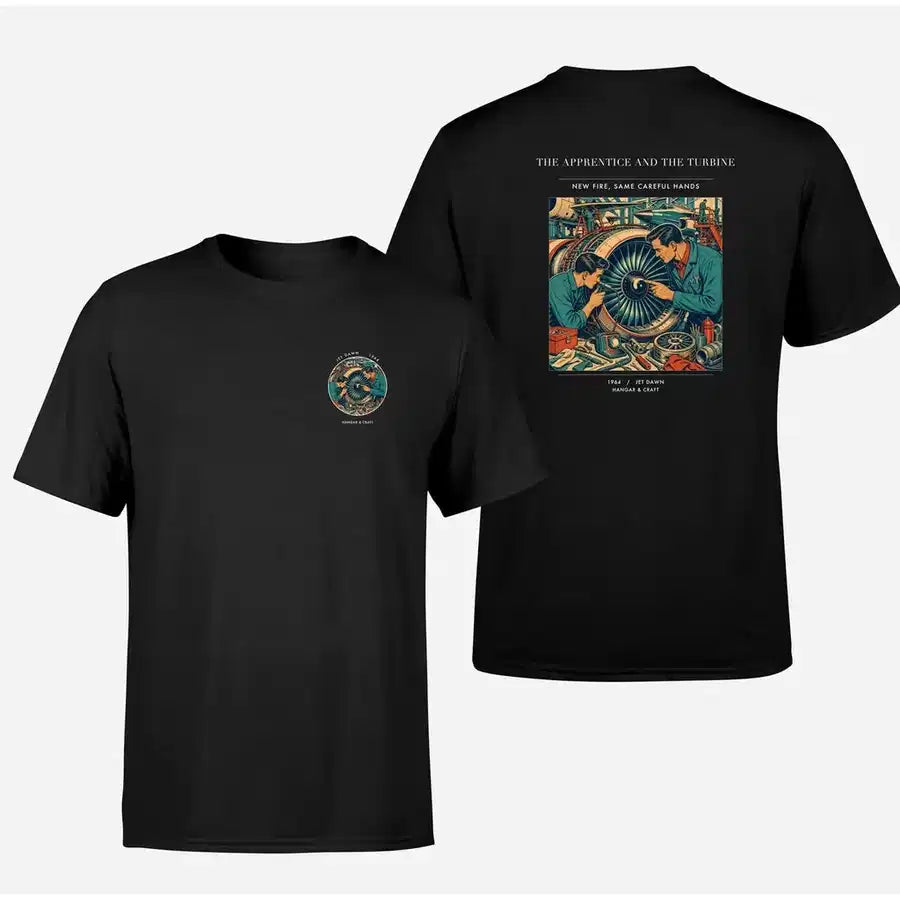 VINTAGE G4470 - The Apprentice And The Turbine - Double-Side T-Shirt design on black double side t shirt