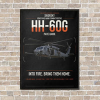 Thumbnail for Sikorsky HH-60G Pave Hawk vertical canvas print - framed - black background