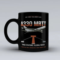 Thumbnail for Airbus A330 MRTT design on black ceramic mug, double-side print