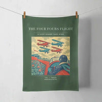 Thumbnail for VINTAGE G4444 - The Four Fours Flight - Designed Towels design on darkgreen