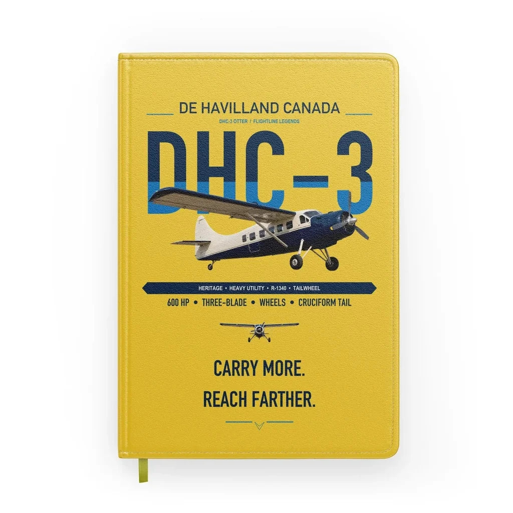 DHC-3 Otter design on yellow notebook