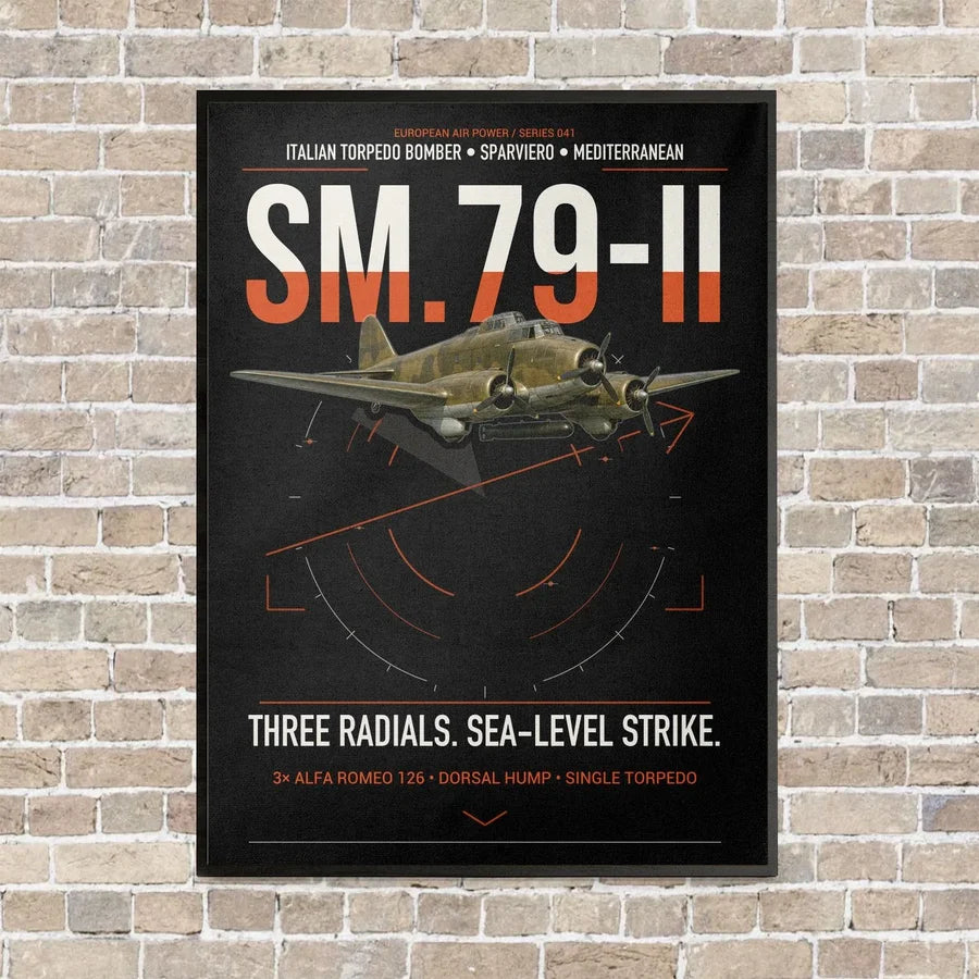 Savoia-Marchetti SM.79-II Sparviero vertical canvas print - framed - black background