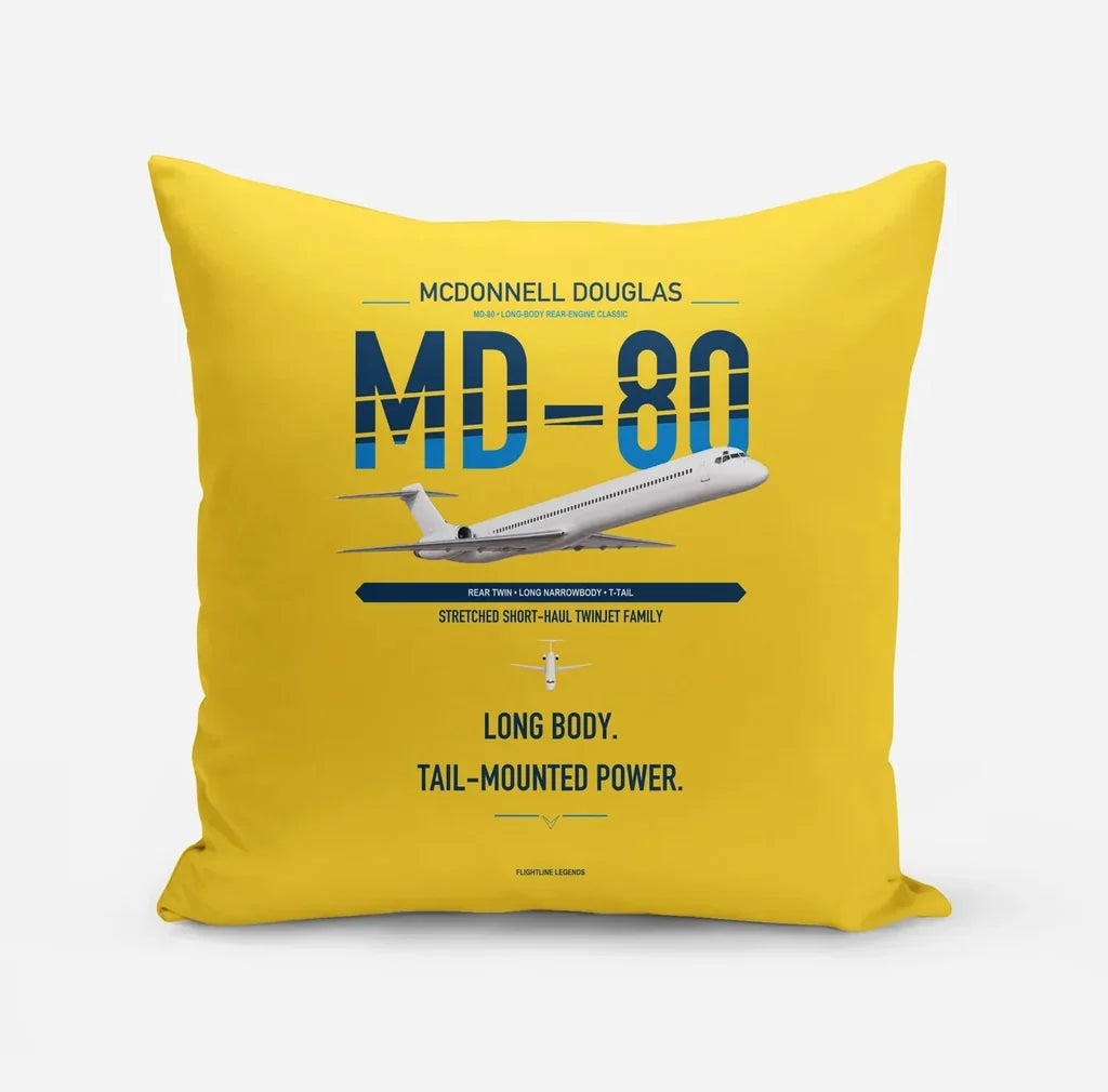McDonnell Douglas MD-80 design on yellow pillow