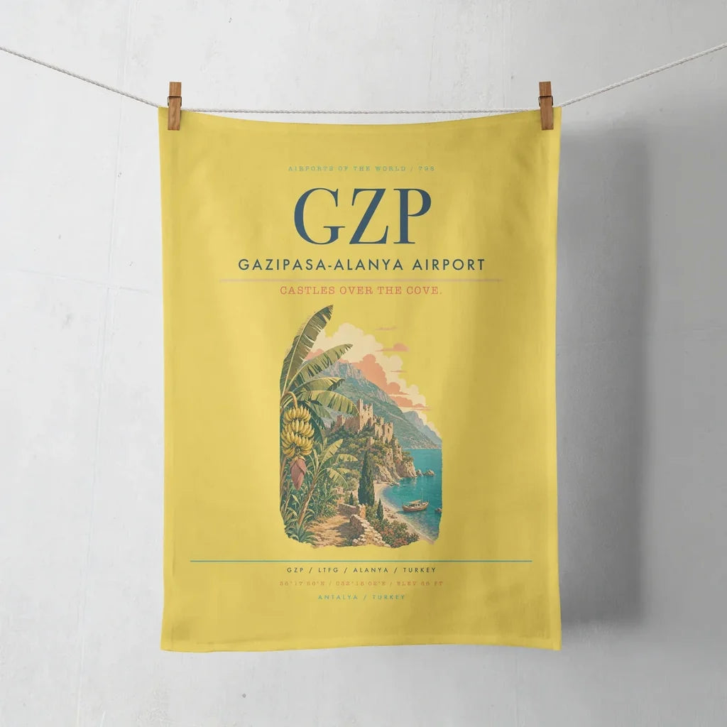 Gazipasa-Alanya Airport (GZP) design on yellow towel