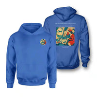Thumbnail for VINTAGE G4423 - The Grandmother's First Flight - Double-Side Hoodie design on blue double side