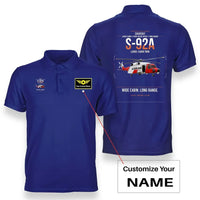 Thumbnail for Sikorsky S-92A design on blue+name double-side polo t-shirt, double-side print
