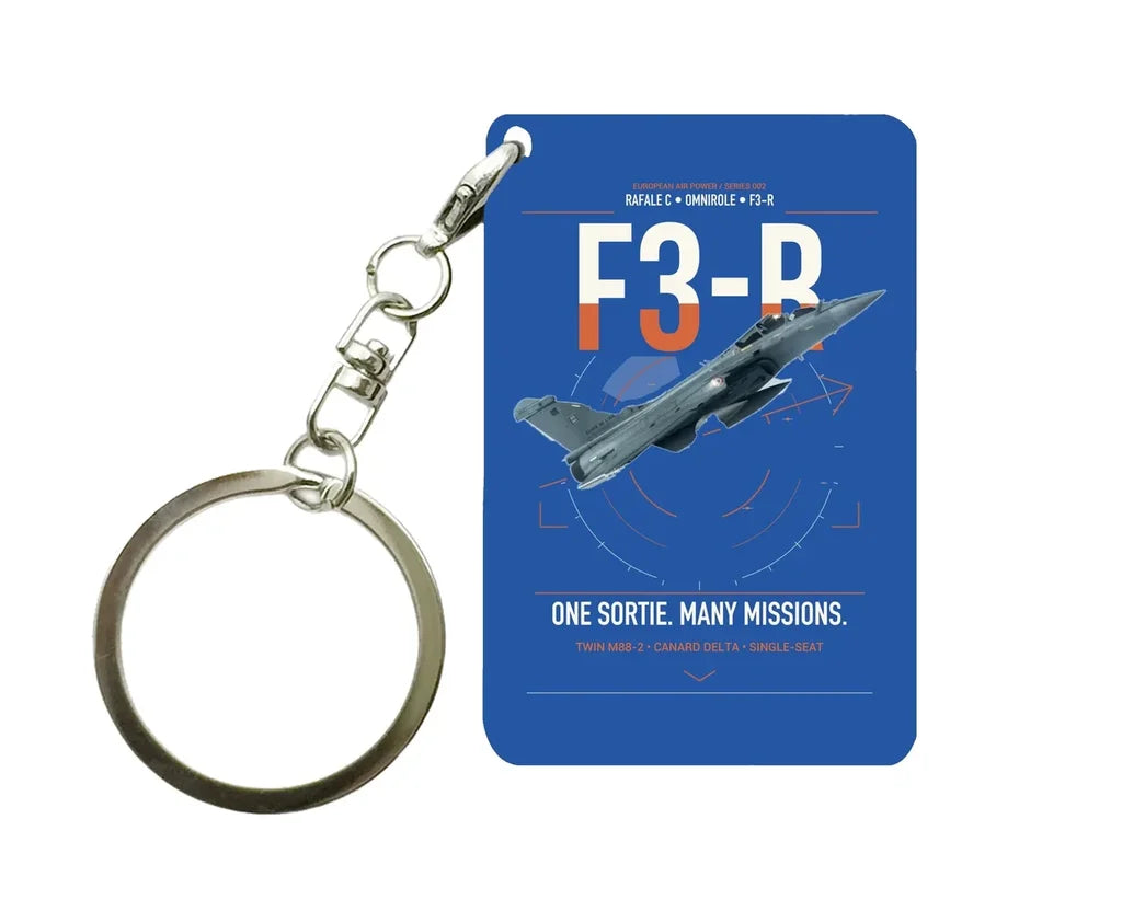 Dassault Rafale C — F3-R standard design on blue designed key chain, double-side print