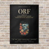 Thumbnail for Norfolk International Airport ORF vertical canvas print - framed - black background