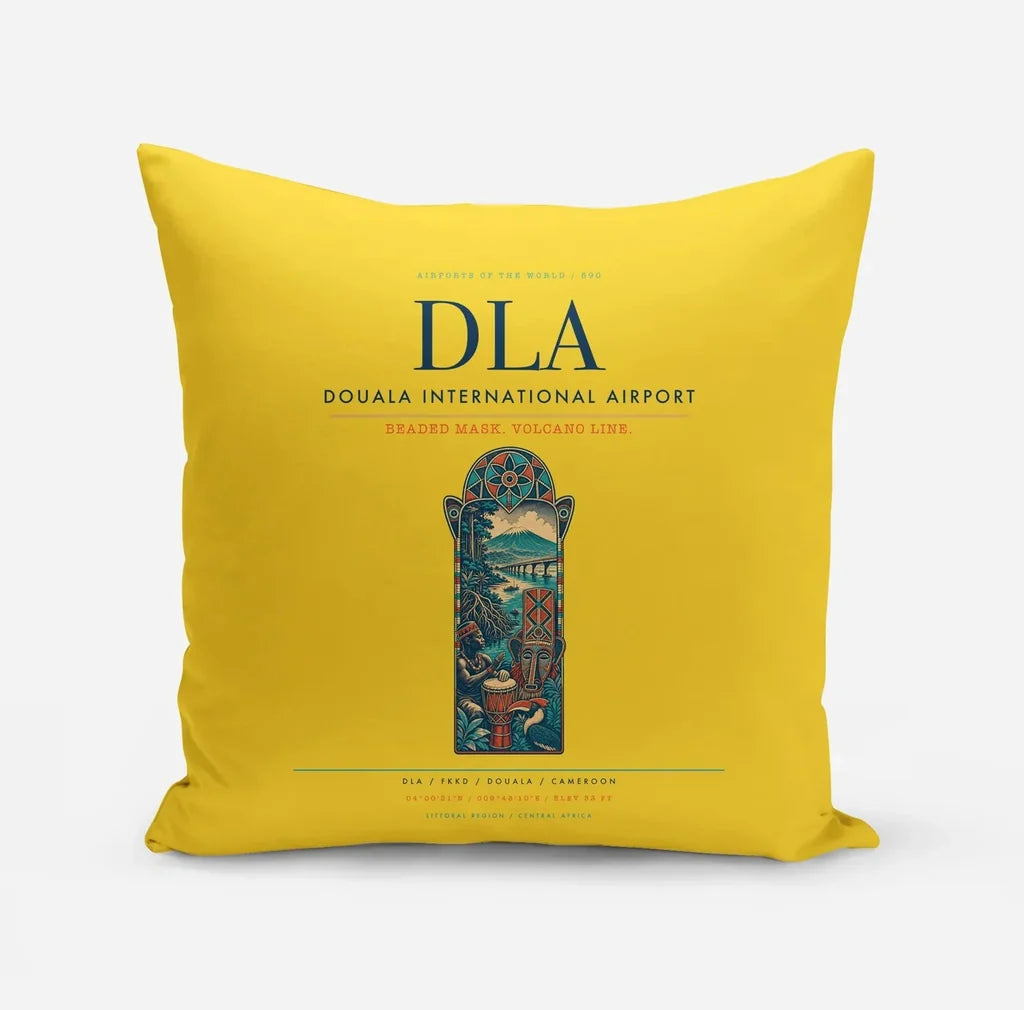 Douala International Airport (DLA) design on yellow pillow